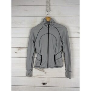 Lululemon Define Track Jacket Womens Small Gray Herringbone Full Zip Performance